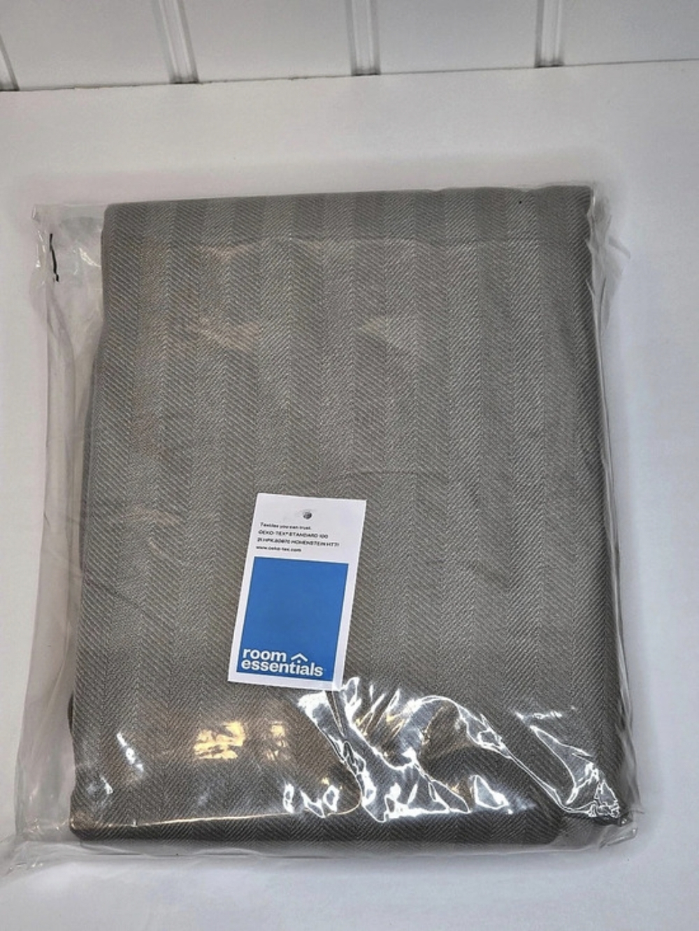 room essentials Fabric Herringbone Shower Curtain Shower Curtain in Gray NWT